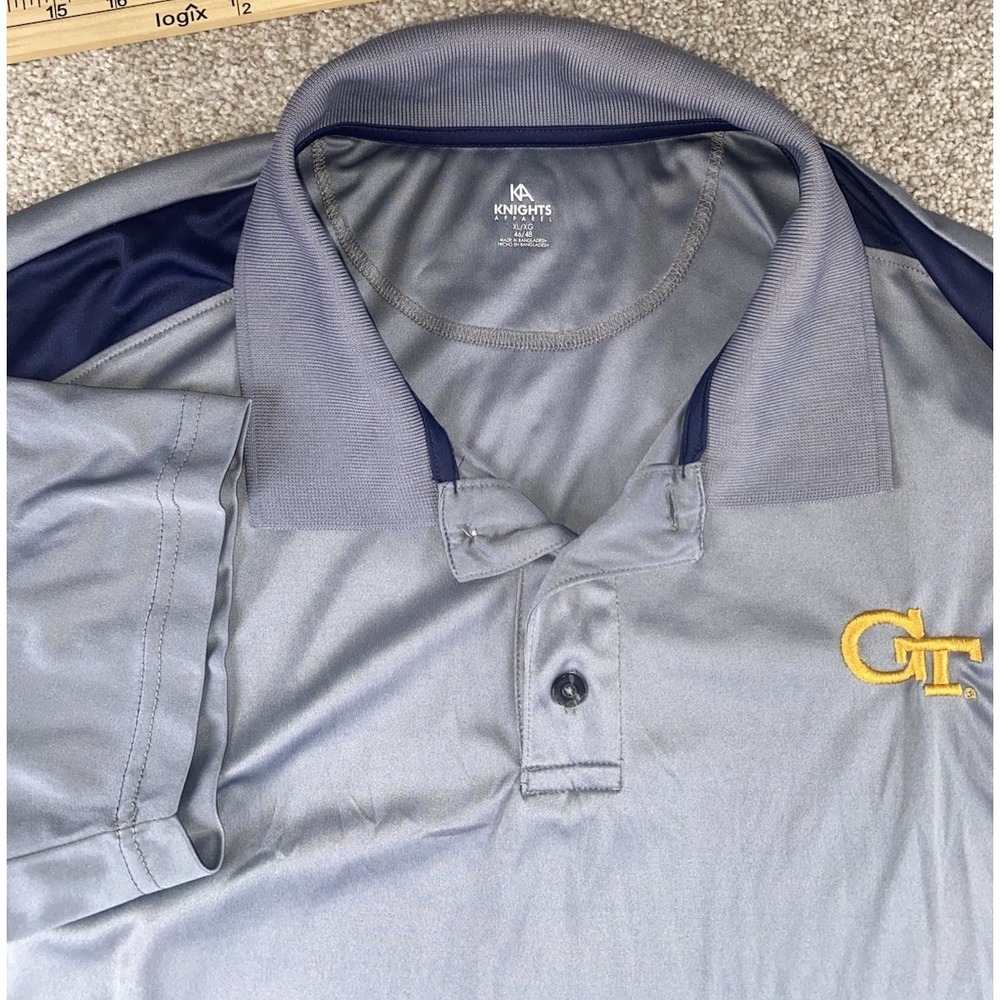 Knights Apparel Gray Polo Shirt Georgia Tech Yellow Jackets Mens XL Performance